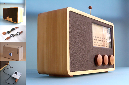 Table wooden radio WR03-RECT/4B from Magno